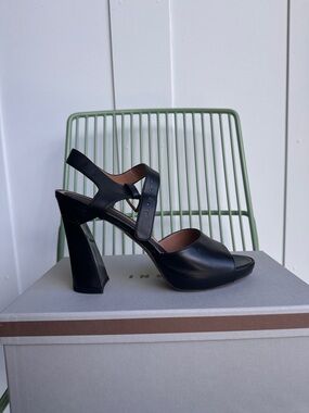 Marni Black Leather Open-Toe Slingback Heels